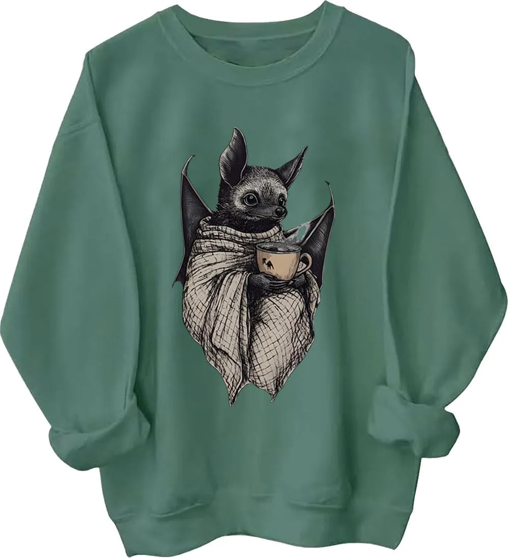 

Толстовка Bat Coffee Love с уютным готическим принтом LNDOCAI