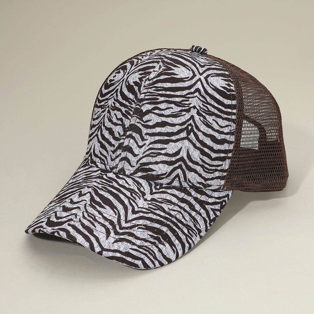 

Бейсболка с сетчатой ​​задней частью и зебровым принтом FASHNZFAB, белый