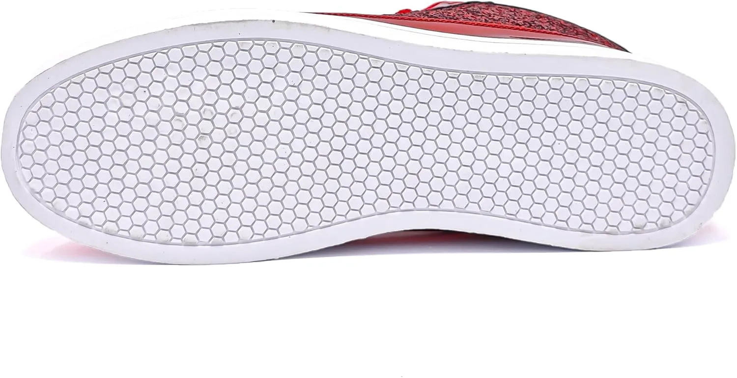 

Мужские кроссовки IGxx Glitter White белые с блестками, модные высокие повседневные с пайетками, блестящие и сверкающие, красный