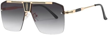 

Солнцезащитные очки с градиентным рисунком 2027 года, квадратные, для мужчин и женщин, винтажные, увеличенного размера, без оправы, защита от ультрафиолета UV400 MTZJH, Gold Gray