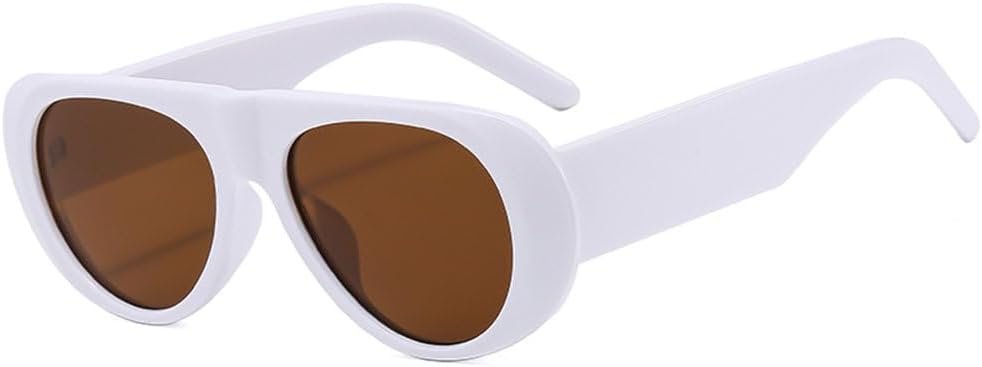 

Модные солнцезащитные очки в ретро-стиле с большой оправой, мужские, с защитой от УФ-излучения, овальной формы, женские, в современном минималистичном стиле generic, White