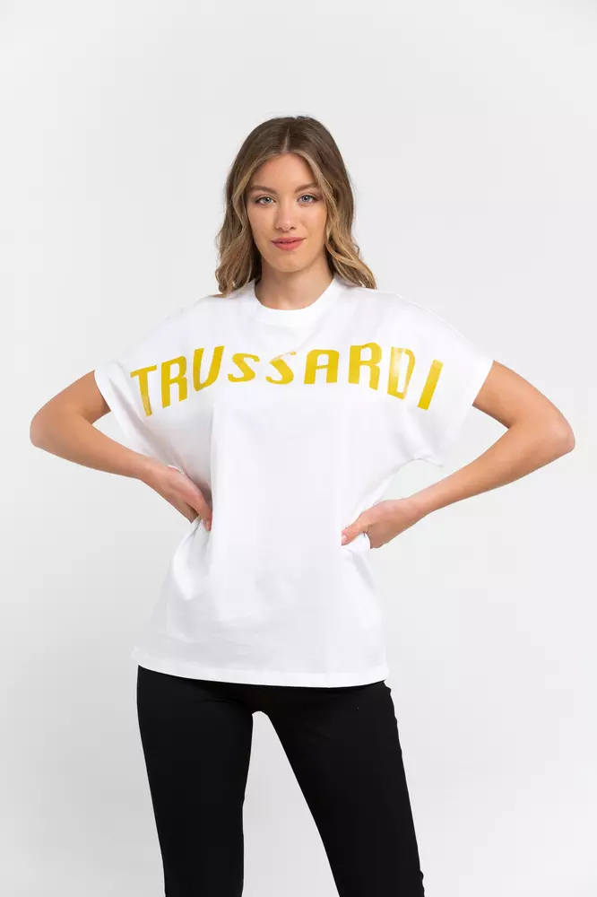 

Белая хлопковая женская футболка Trussardi