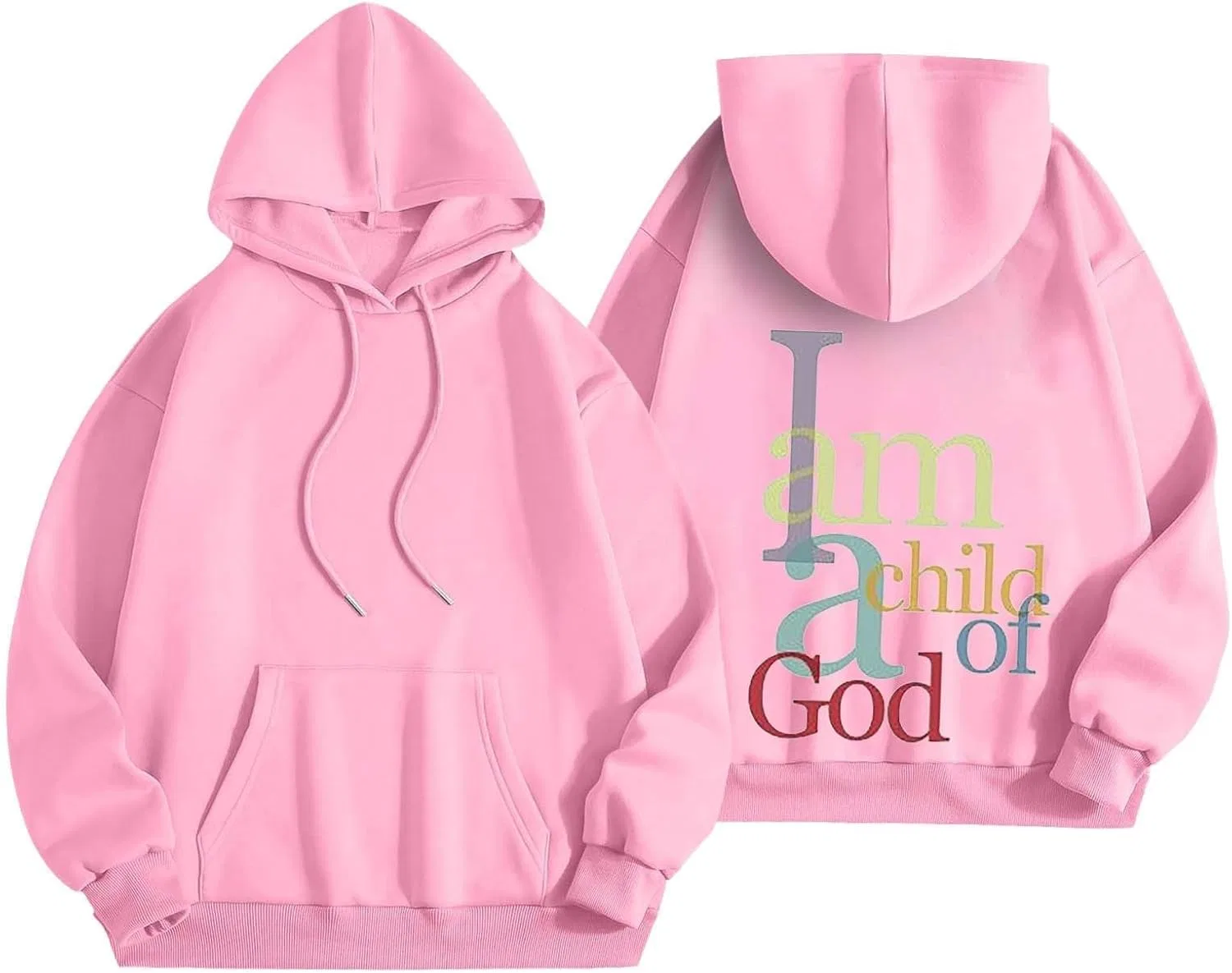 Толстовка на молнии с капюшоном, I Am A Child Of God Jesus, розовый — фото 4