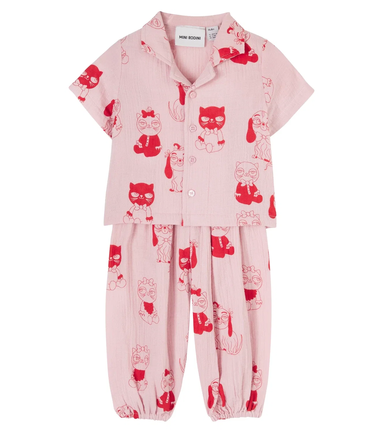 Комплект из рубашки и брюк с пуговицами спереди Baby Mini Babies Mini Rodini, розовый