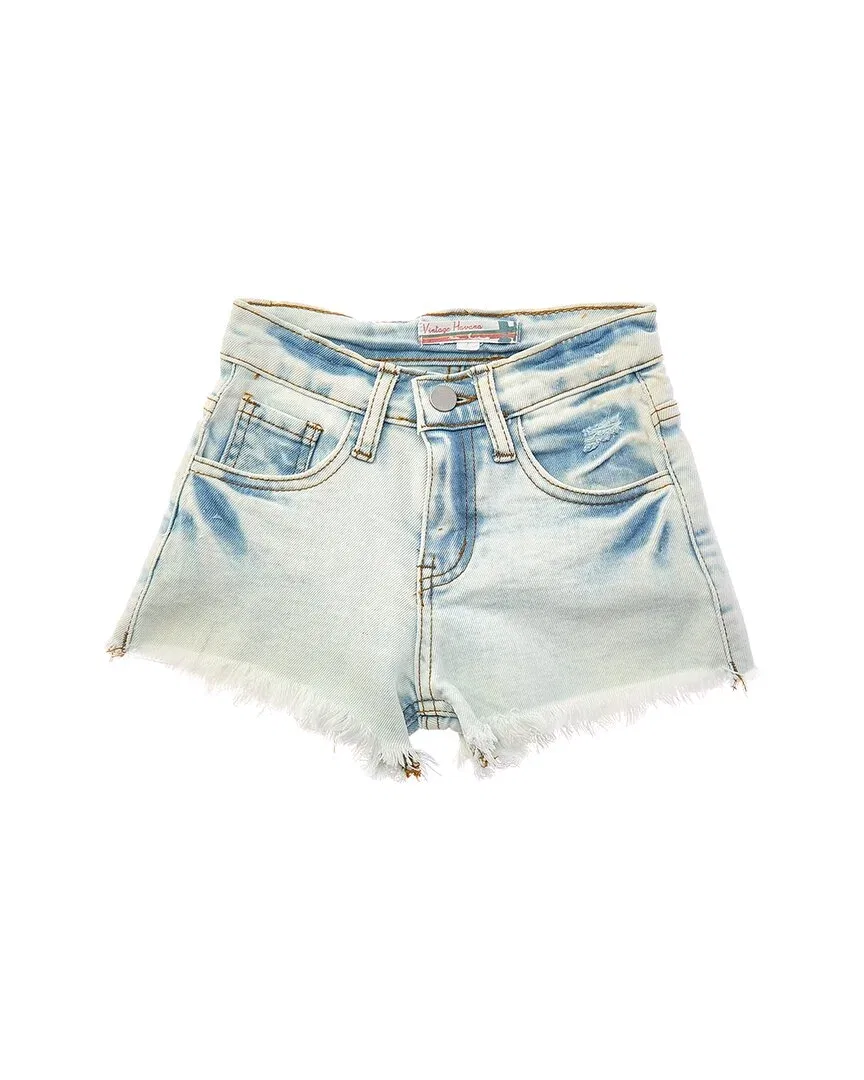 Детские шорты с необработанным краем и широкими штанинами Vintage Havana, White