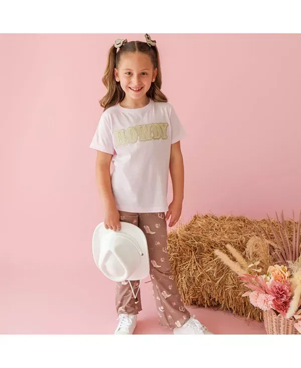 Детская футболка для девочек с патчем Howdy Patch Western Sweet Wink, Ballet Pink — фото 2