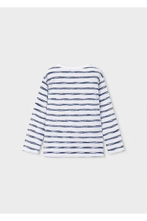 Детская футболка для мальчиков с длинным рукавом Summer Boys' Striped Long Sleeve Tshirt Mayoral, Navy Blue — фото 2