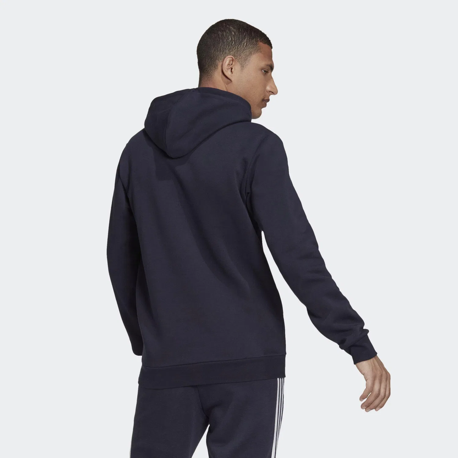 Мужское худи из флиса Essentials Fleece Hoodie Adidas, Petrolblau / Weiss — фото 3