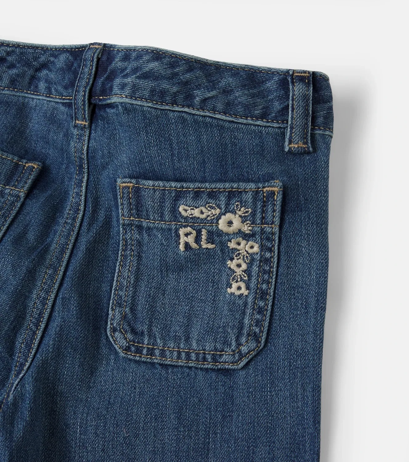 Джинсы с цветочной вышивкой Polo Ralph Lauren Kids, синий — фото 4