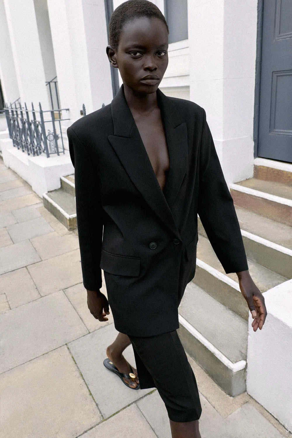 Блейзер оверсайз с двубортной застежкой ZARA, Black — фото 2