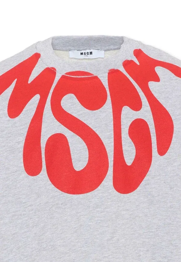 Худи из хлопка Msgm, серый — фото 3