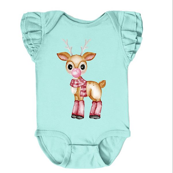 

Боди с рукавами-крылышками Watercolor reindeer bubblegum The Juniper Shop, Seafoam