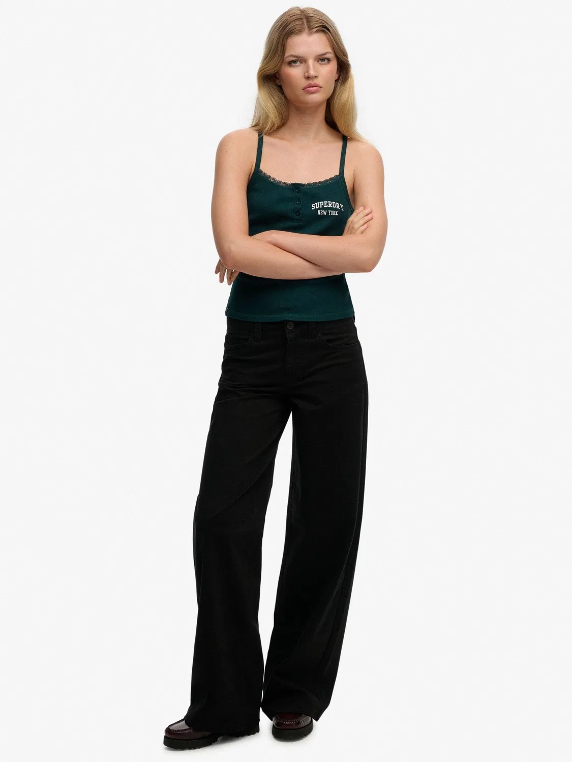 Брюки чинос свободные Mid Rise Baggy Superdry, черный — фото 4