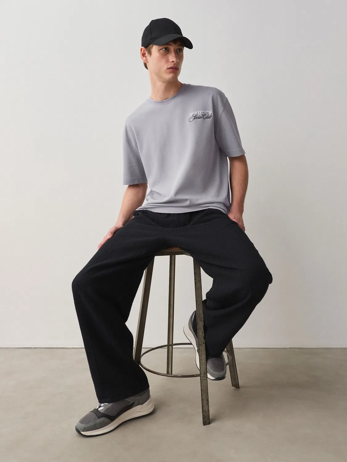 Футболка свободного кроя, тяжелый хлопок, Graphic Print Next, Grey Text — фото 4