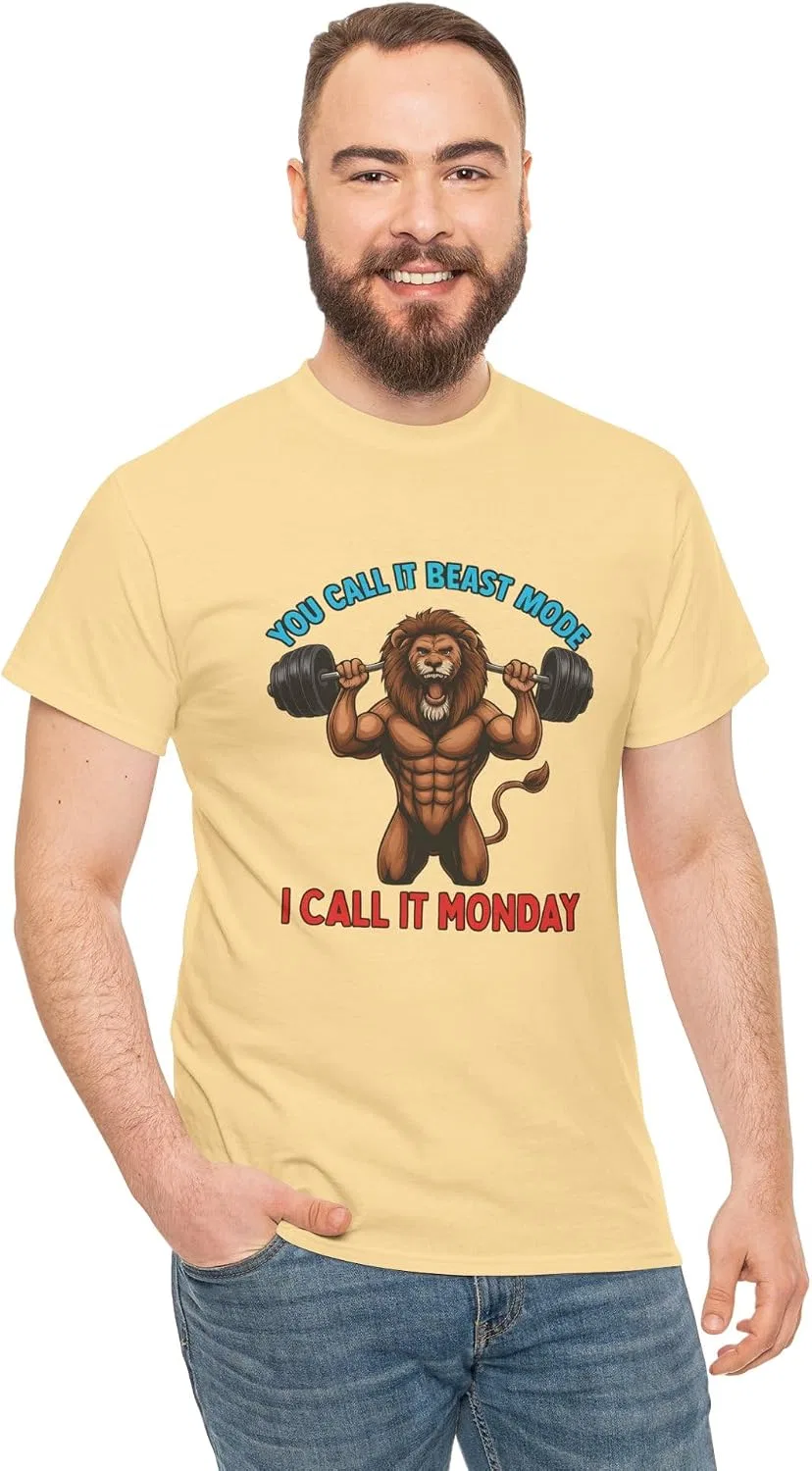 Unisex футболка с львом Beast Mode, Yellow Haze — фото 3