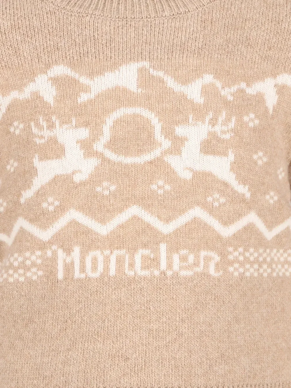 Комплект с нашивкой-логотипом и интарсионным плетением Moncler Enfant, бежевый — фото 4