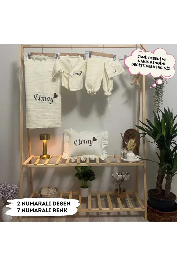 Детский комплект для выписки Named newborn hospital release and pillowcase embroidered Becdery, Ecru