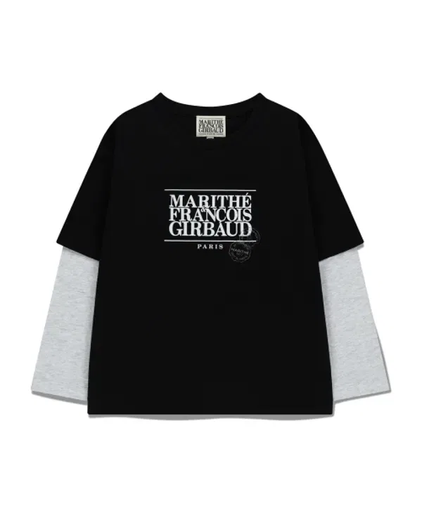 Футболка с длинным рукавом оверсайз слоистая, Marithé Kids, черный — фото 2