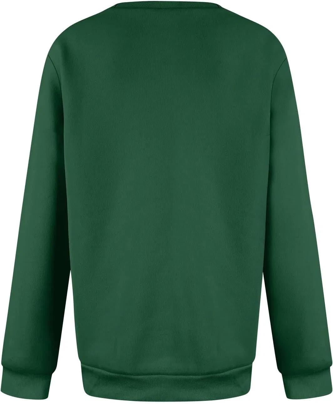 Женский свитшот с круглым вырезом, длинным рукавом, свободного кроя, тёмно-зелёный — фото 4