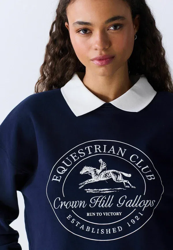 Лонгслив из хлопка Long sleeved top Next, Navy White, белый/темно-синий — фото 2