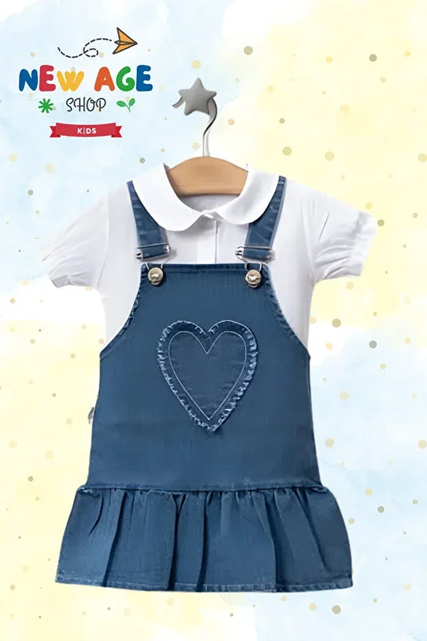 Детское платье для девочек с принтом Heart Embroidered Girl's Dress New Age Shop, White