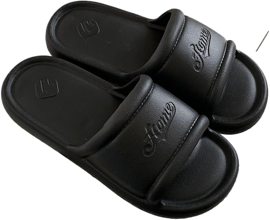 

Милые домашние тапочки для женщин и мужчин, с нескользящей толстой подошвой, для подростков, девочек и мальчиков, летние сандалии Plonme, черный