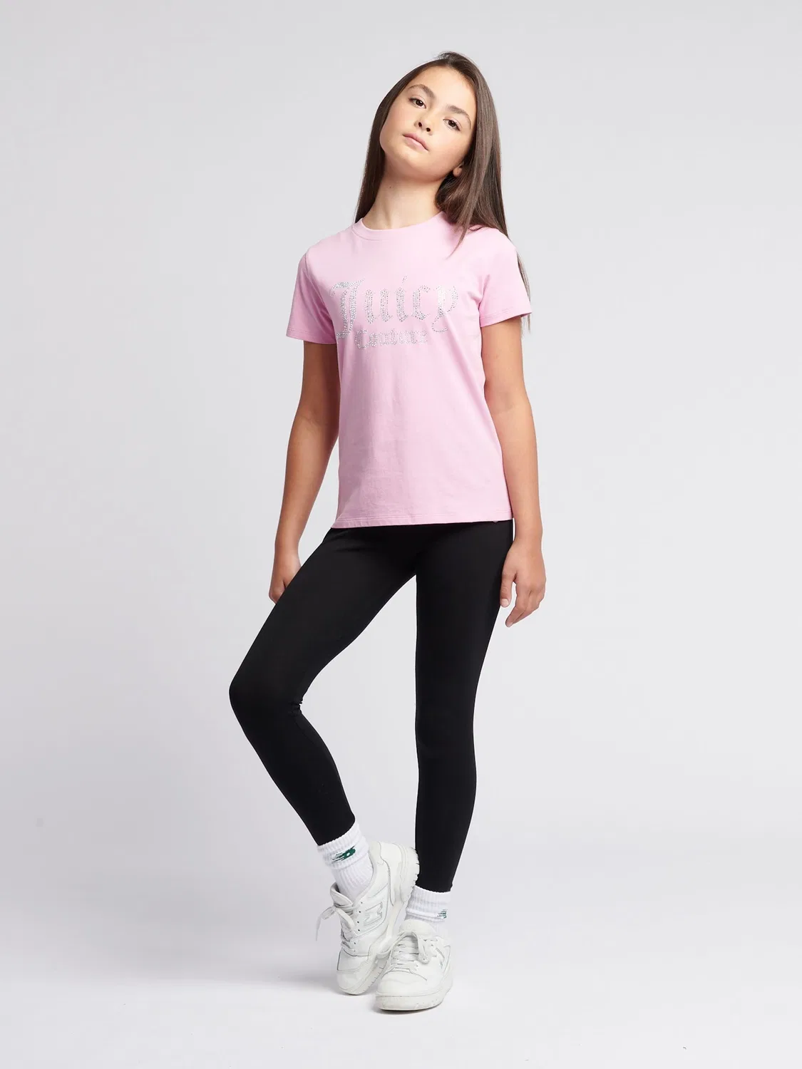 Футболка приталенная с диамантовым логотипом Juicy Couture, розовая — фото 4