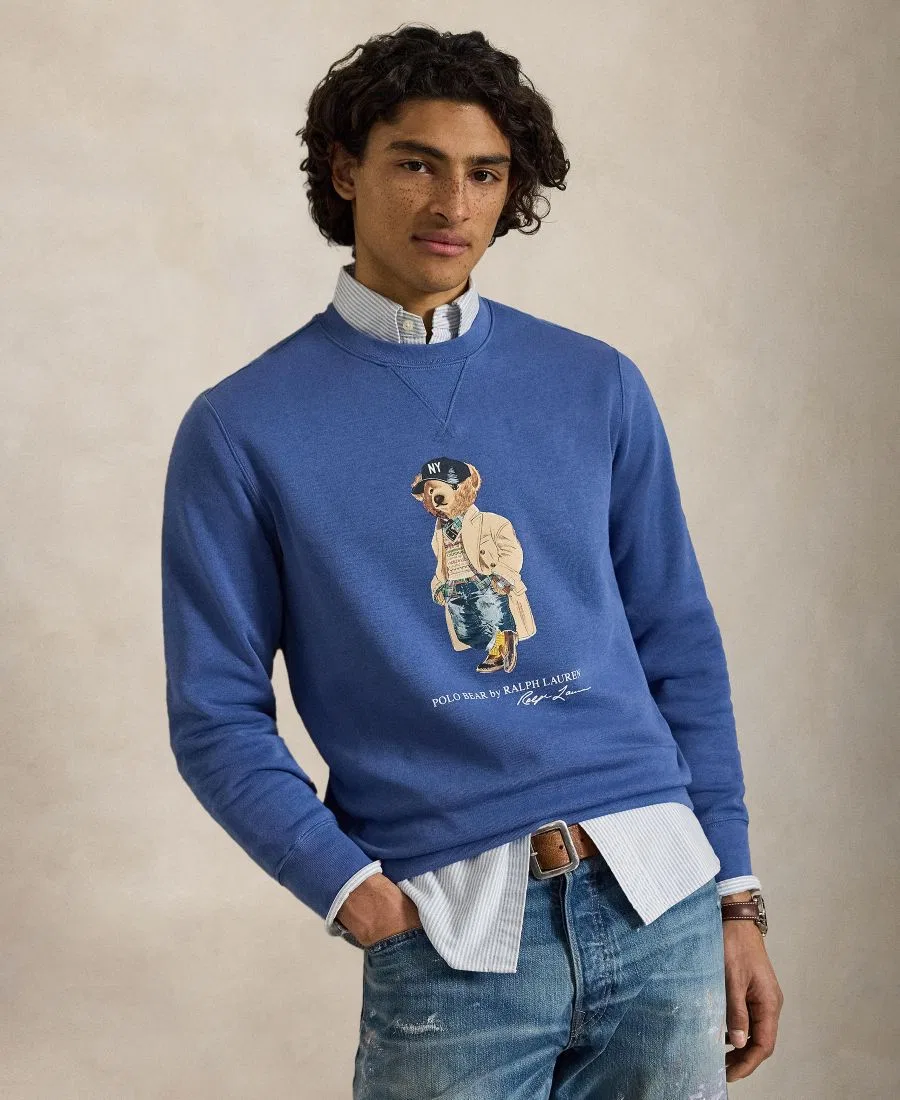 Свитшот мужской с принтом Polo Bear Polo Ralph Lauren, Bastille Blue - Heritage Bear