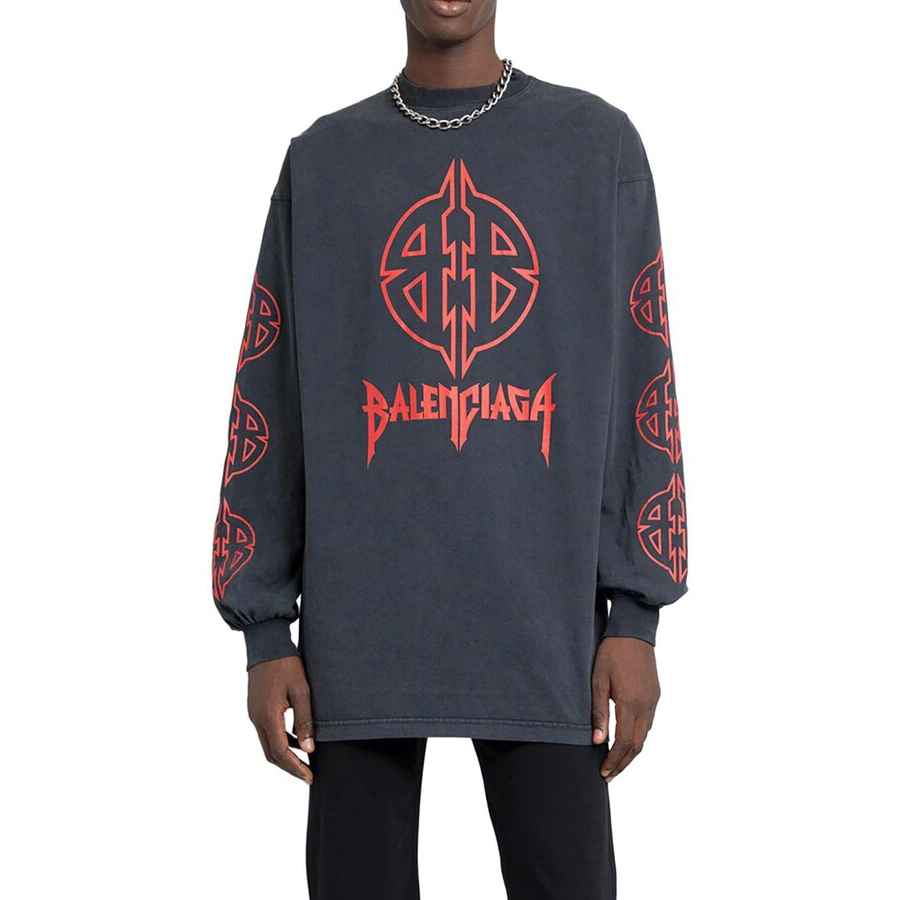 Свитшот Balenciaga Printed, черно-серый