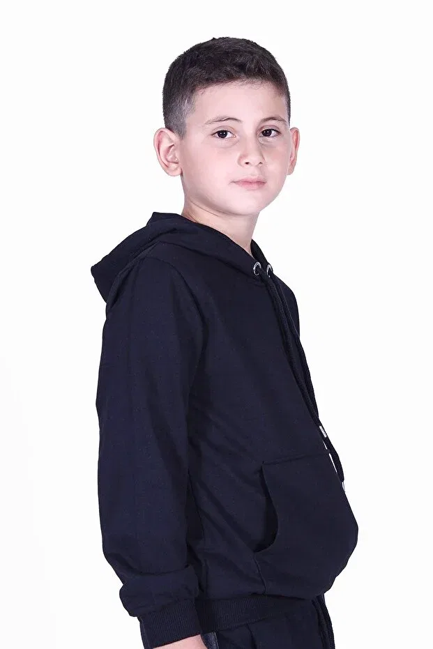 Детское худи для мальчиков с капюшоном Fyk Kids, Black — фото 2