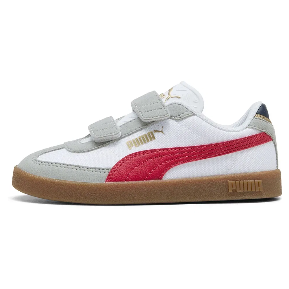 Детские кроссовки для девочек с липучками Puma Club II Era CV V PS, White — фото 4