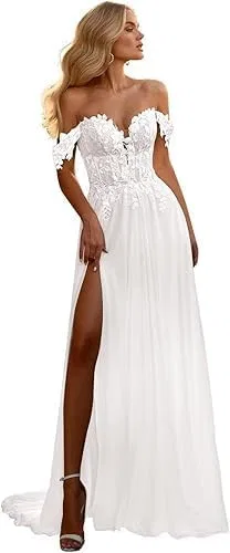 Женское вечернее платье с кружевными аппликациями Chiffon, White