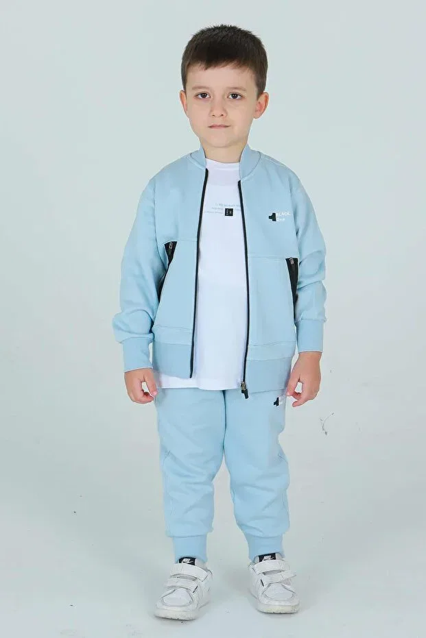 Детский комплект из футера с принтом Basics Black One, Blue