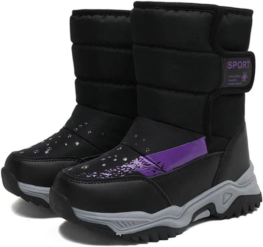 Детские зимние ботинки с флисовой подкладкой High-Top Boots GEXECEUSS, Blackpurple