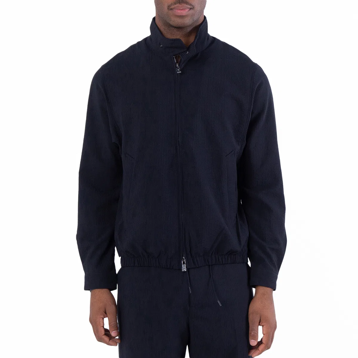 Куртка-блузон из нейлона с эффектом сжатой ткани Nylon Seersucker Blouson Jacket Emporio Armani, Navy Blue