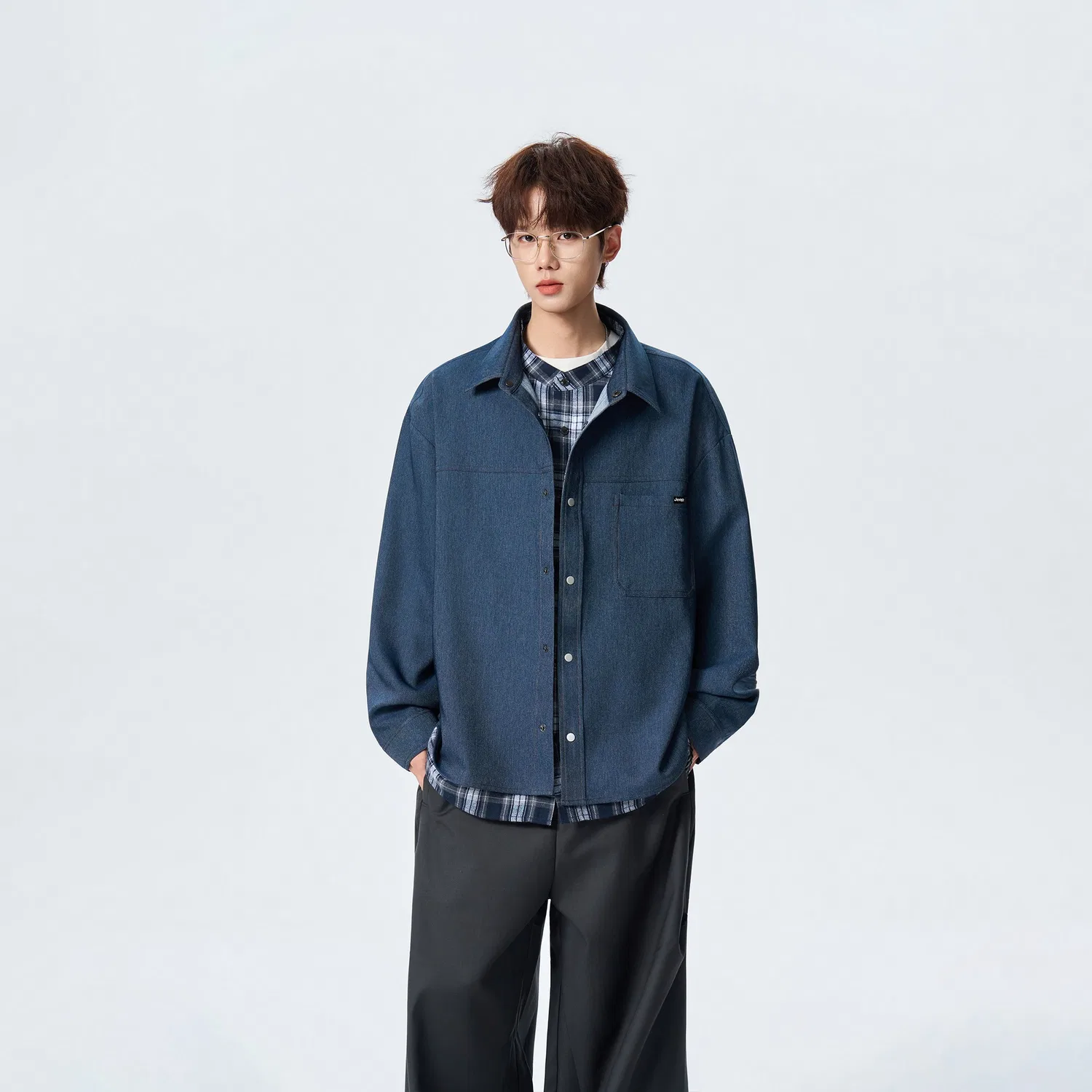 Детская рубашка в стиле американского ретро Jeep Leisure Collection, Navy Blue — фото 4