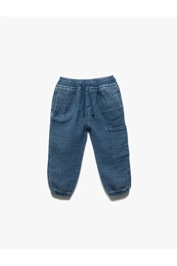 Детские штаны для девочек хлопковые Oversize jogger trousers with cotton pocket detail Koton, Indigo