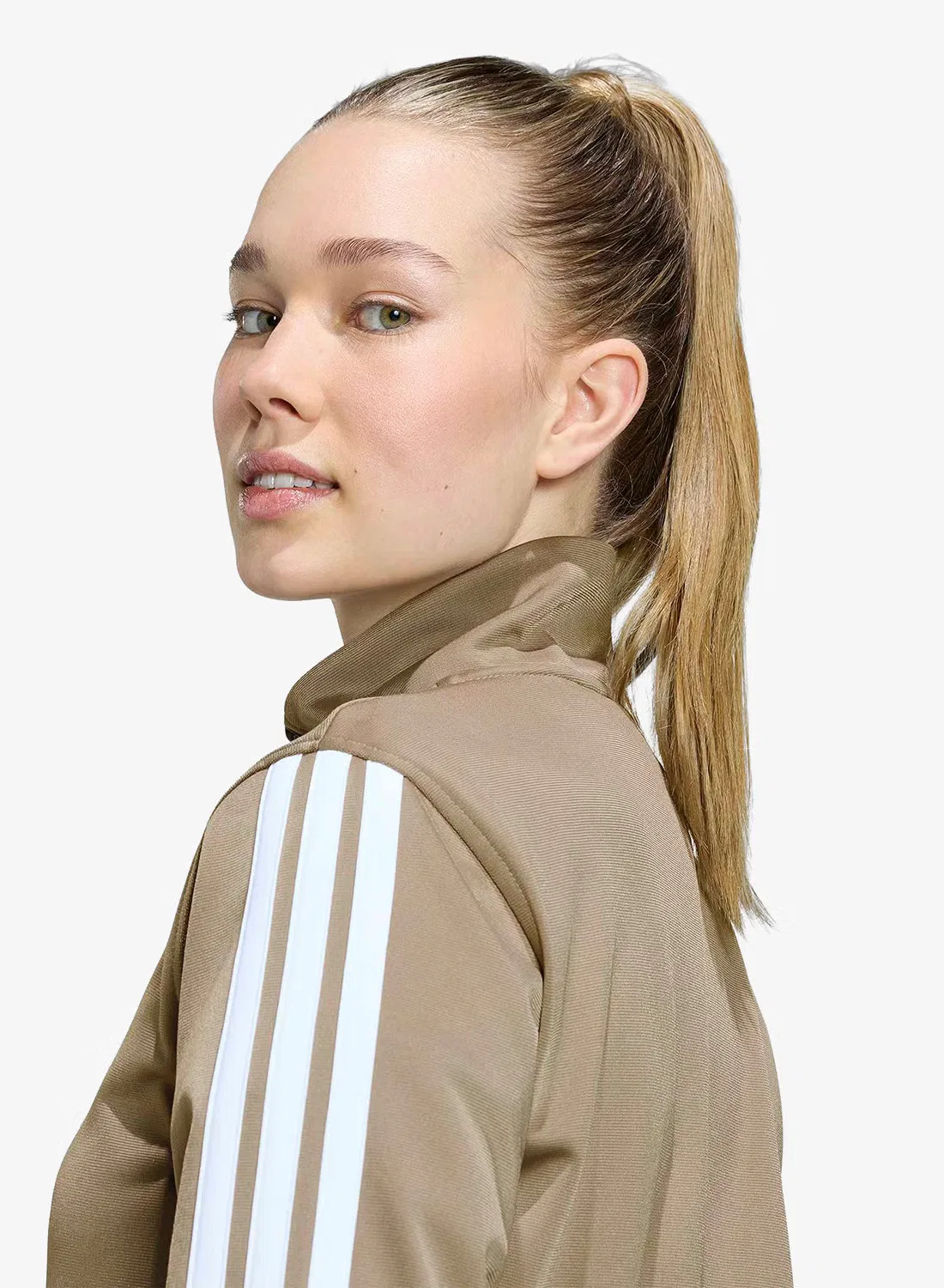 Куртка на молнии с длинным рукавом 3-Stripes essential Adidas, хаки — фото 3