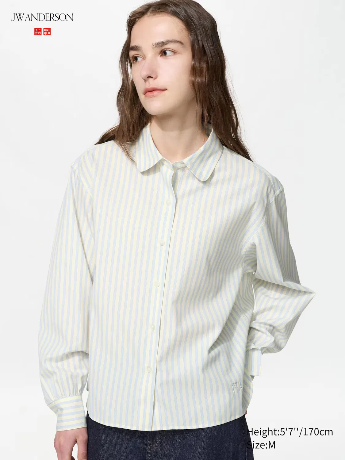 Рубашка Uniqlo, хлопковая, в полоску, натуральный