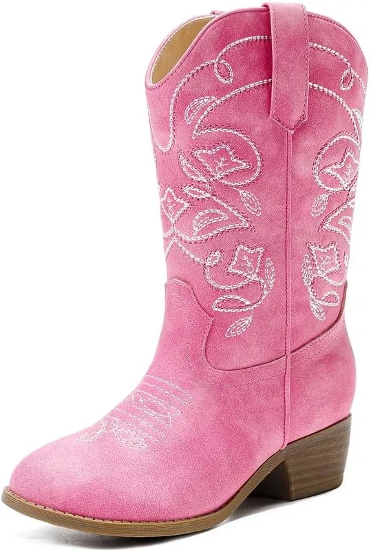 Детские сапоги для девочек с вышивкой Cowgirl Boots LAURMOSA, Pink