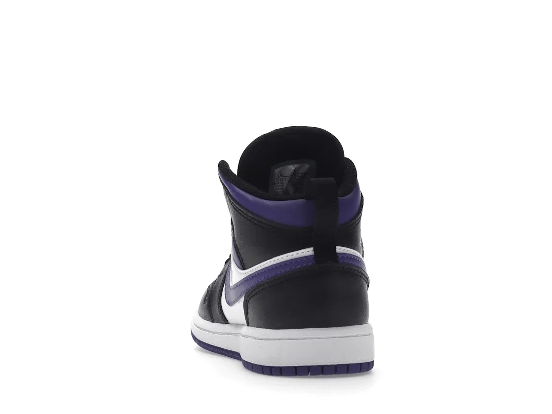 Детские кроссовки с кожаным верхом Jordan 1 Mid Jordan, Black/Dark Iris/White — фото 4