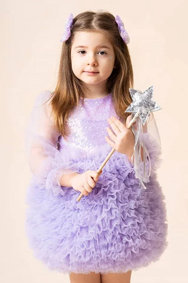 Детское платье для девочек с длинным рукавом Luna Banamio, Lilac — фото 2