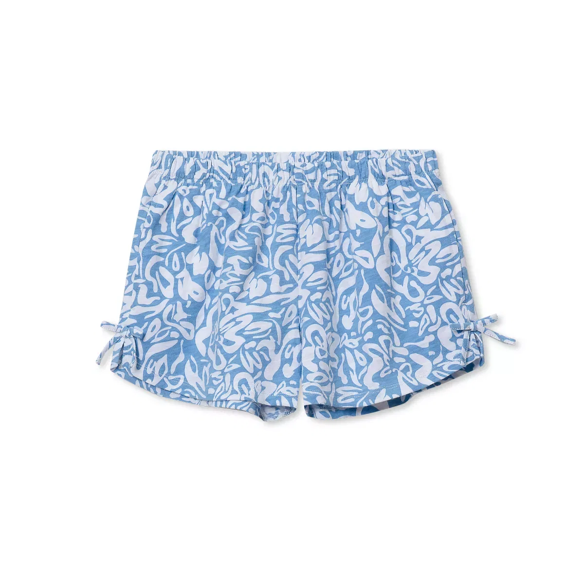 Детские шорты для девочек с боковыми бантами Blue Tropical Floral Lands' End