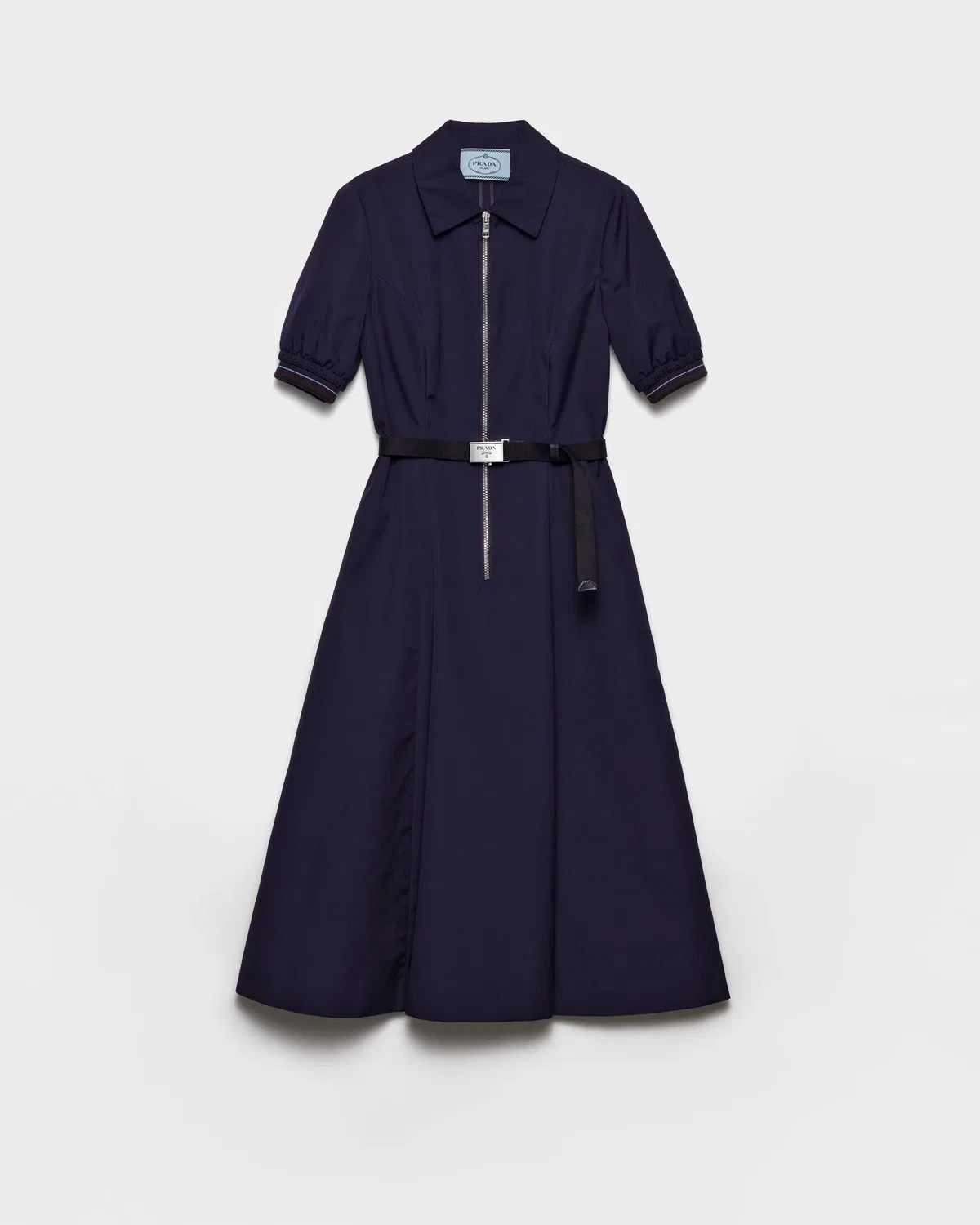 Платье из поплина свободного кроя Prada, синий