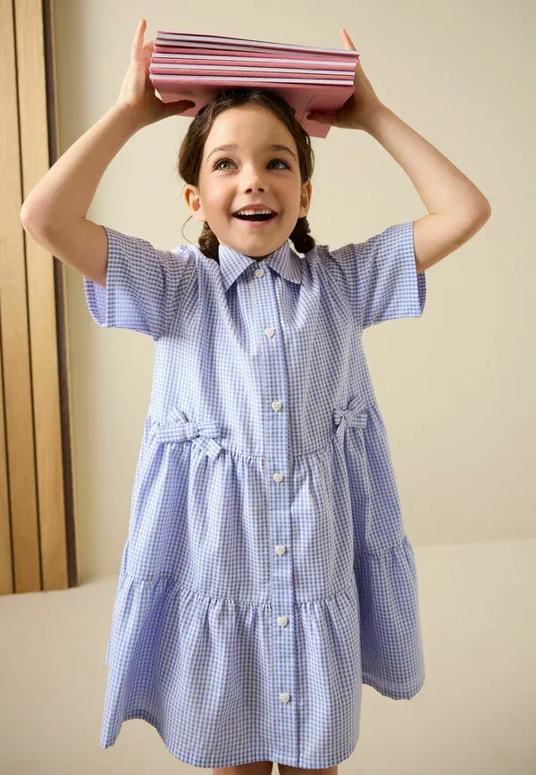 Платье рубашка клетчатая Shirt dress Next, синий — фото 3