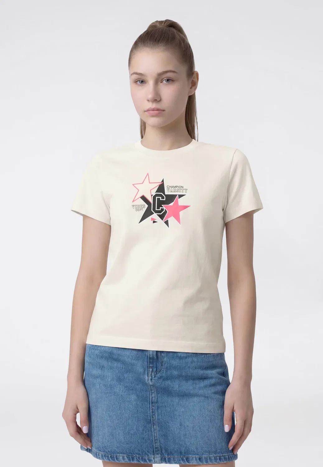 Стандартный крой - футболка с принтом Champion, Off-White