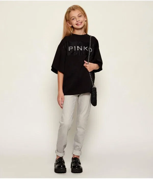 Детская футболка для девочек свободного кроя T-Shirt Pinko Up, черный — фото 2