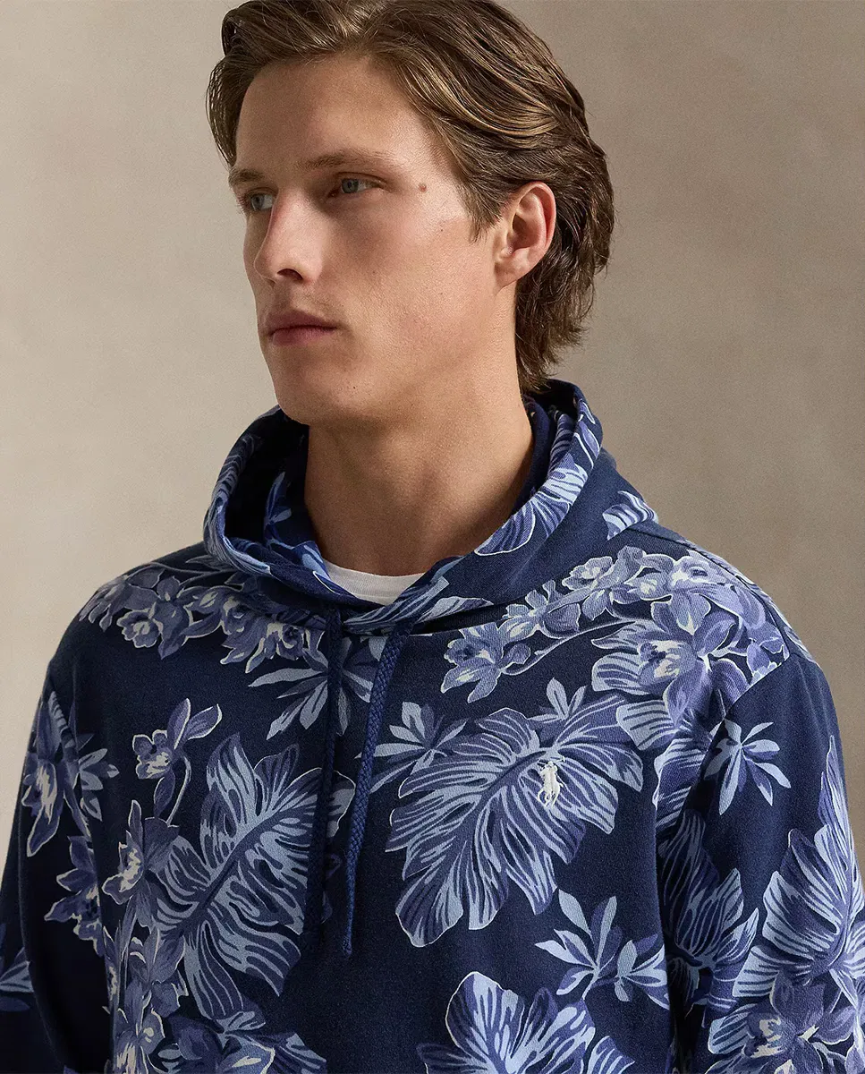 Мужская худи из футера с принтом Polo Ralph Lauren, Light Blue / Navy — фото 3