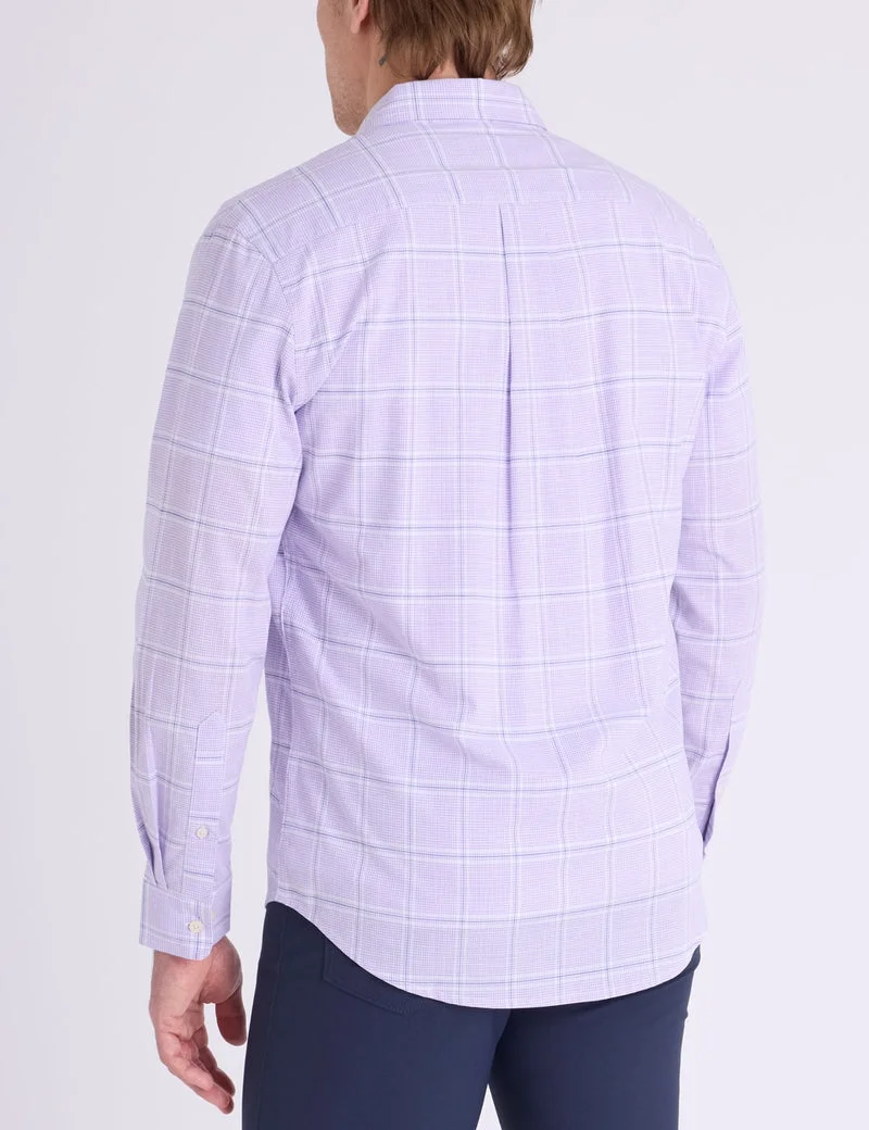 Мужская рубашка U.S. Polo Assn. Long Sleeve Plaid Stretch Slub Poplin, лавандовый/белый — фото 2