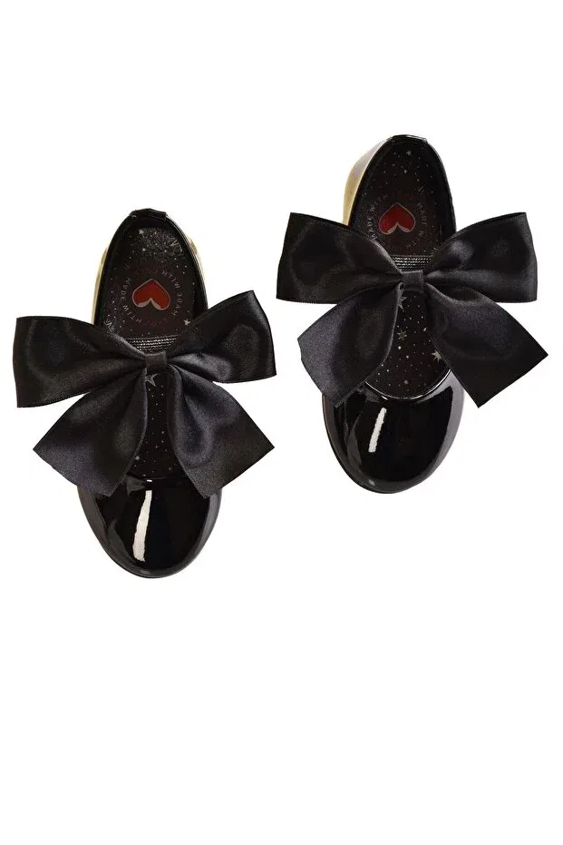 Детские балетки для девочек с бантом Minibonito, Black